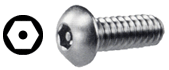 SCREWS  - SECURITY - HS - MACH<br><font size= 3><b>3/8-16 x 1/2 S/Steel But Hd HEX w/pin MS (100)